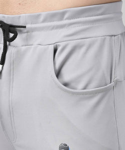 Grey Cotton Spandex Solid Regular Fit Track Pants