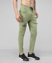 Load image into Gallery viewer, Olive Cotton Spandex Solid Regular Fit Track Pants
