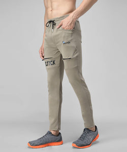 Brown Cotton Spandex Solid Regular Fit Track Pants