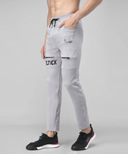 Load image into Gallery viewer, Grey Cotton Spandex Solid Regular Fit Track Pants