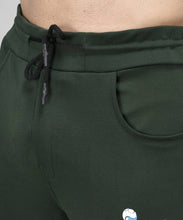 Load image into Gallery viewer, Green Cotton Spandex Solid Regular Fit Track Pants