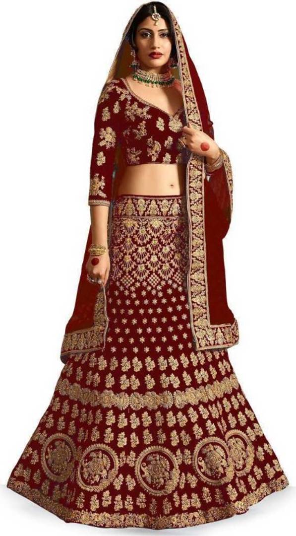 Latest Attractive Satin Embroidered Semi Stitched Lehenga Choli