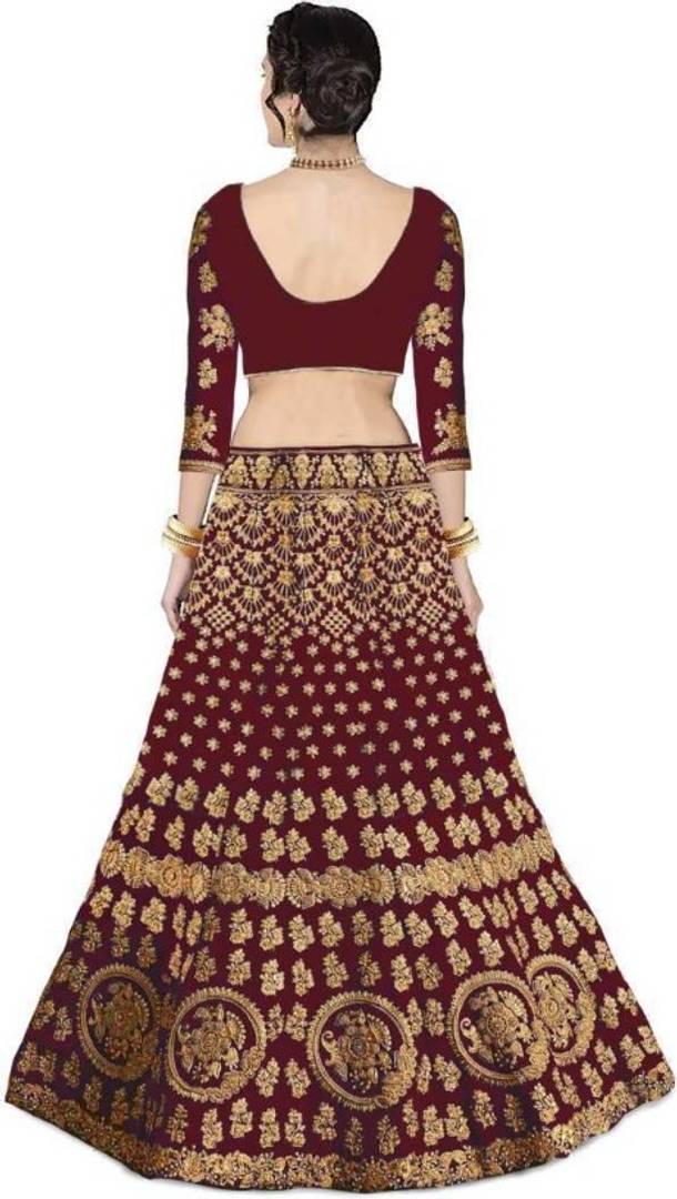 Latest Attractive Satin Embroidered Semi Stitched Lehenga Choli
