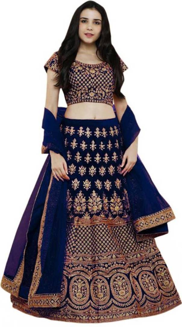 Latest Attractive Taffeta Silk Embroidered Semi Stitched Lehenga Choli