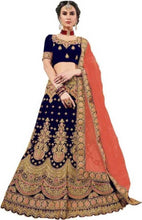 Load image into Gallery viewer, Latest Attractive Velvet Embroidered Semi Stitched Lehenga Choli