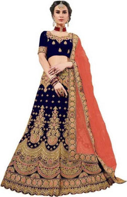 Latest Attractive Velvet Embroidered Semi Stitched Lehenga Choli