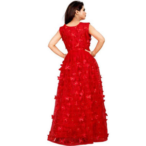 Latest Beautiful Net 3D Butterfly Stitched Ethnic Gown