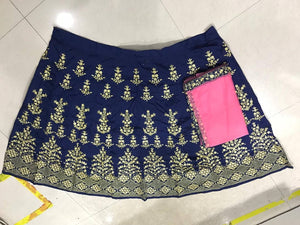 Stylish Navy Blue Taffeta Silk Embroidered Designer Lehenga Choli With Dupatta Set
