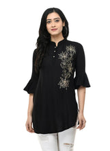 Load image into Gallery viewer, Fashionable Black Cotton Embroidered Top For Women