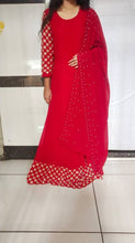 Load image into Gallery viewer, Exclusive Red Georgette Pearl Work Ethnic Gown With Dupatta For Women