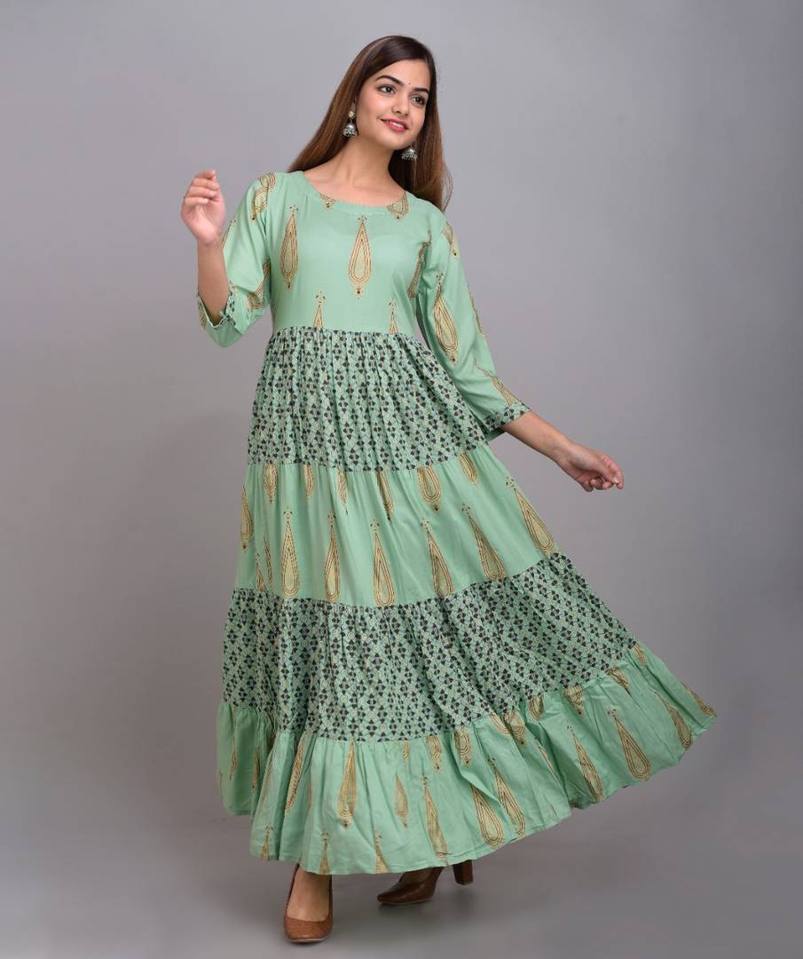Women's Printed Anarkali Multicoloured Rayon Kurta