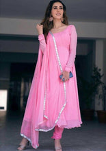 Load image into Gallery viewer, Women&#39;s Pink Georgette Embroidered Ethnic Gown with Dupatta