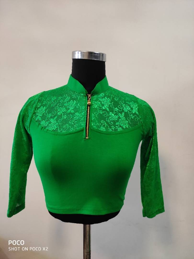 Readymade Cotton Spandex 3/4 Net Sleeves Stretchable Blouses