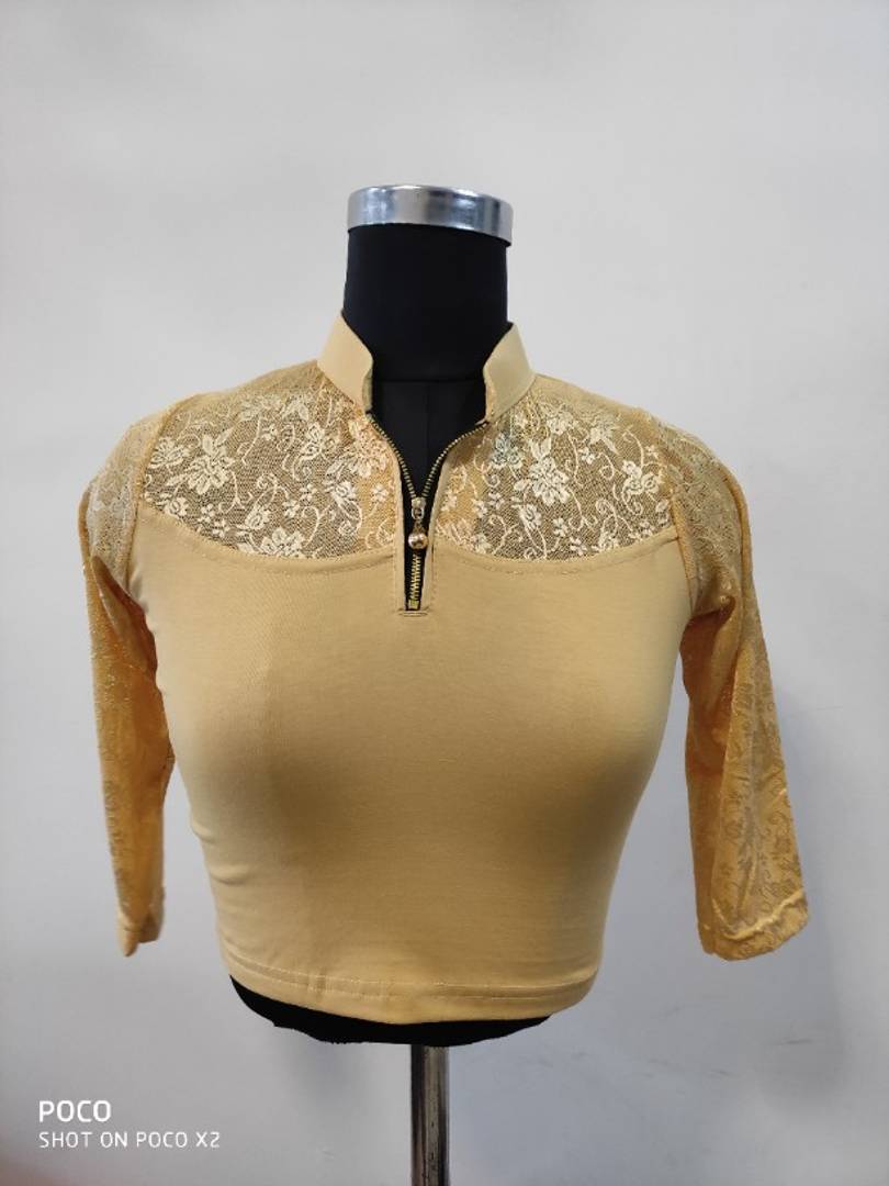 Readymade Cotton Spandex 3/4 Net Sleeves Stretchable Blouses