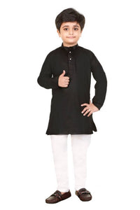 Fashion Garments Cotton Kurta Pajama Set for Boys Kids (BLK)
