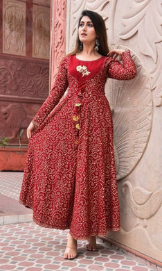 Elegant Rayon Embroidered Ethnic Gown For WOmen