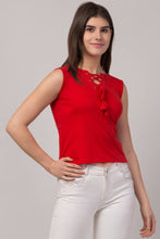 Load image into Gallery viewer, Sleeveless Red Color Regular Length Trendy Women Top