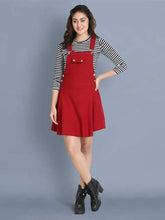 Load image into Gallery viewer, Dungaree skirt with striped top for women