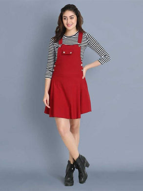 Dungaree skirt with striped top for women