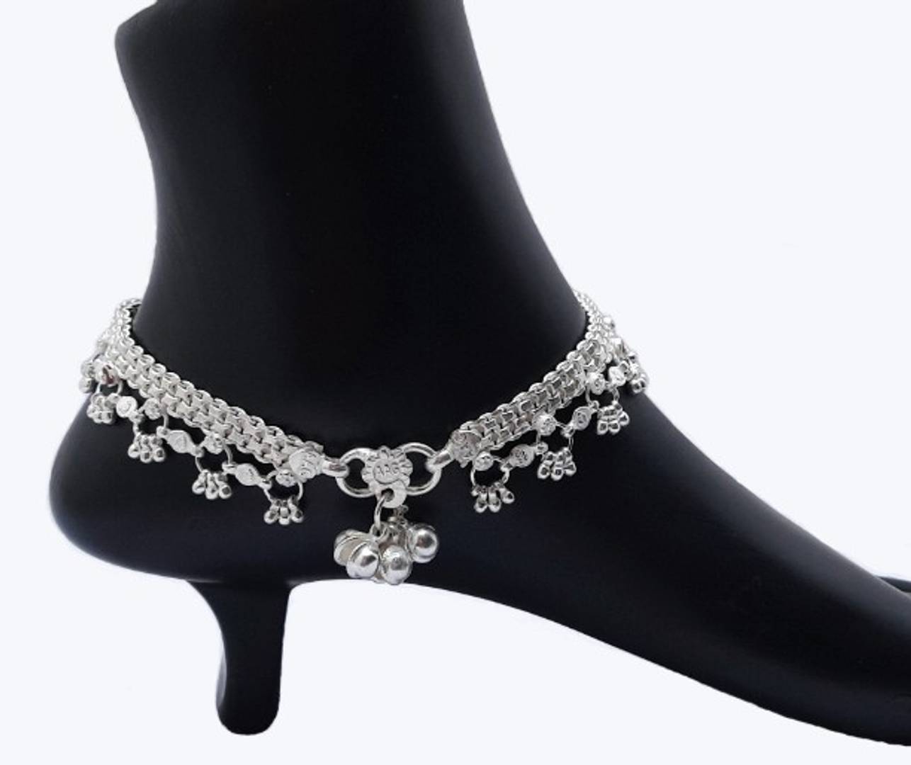 Traditional German Silver Anklet for Women - 1 Pair