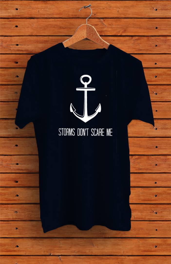 Men's Navy Blue Printed Cotton Round Neck Tees