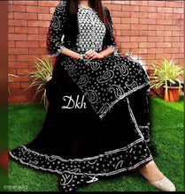 Load image into Gallery viewer, Elegant Black Rayon Embroidered Kurta with Palazzo Set For Women