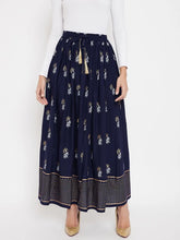 Load image into Gallery viewer, Trendy Navy Blue Printed Rayon Skirt For Women