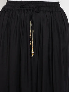 Trendy Black Printed Rayon Skirt For Women