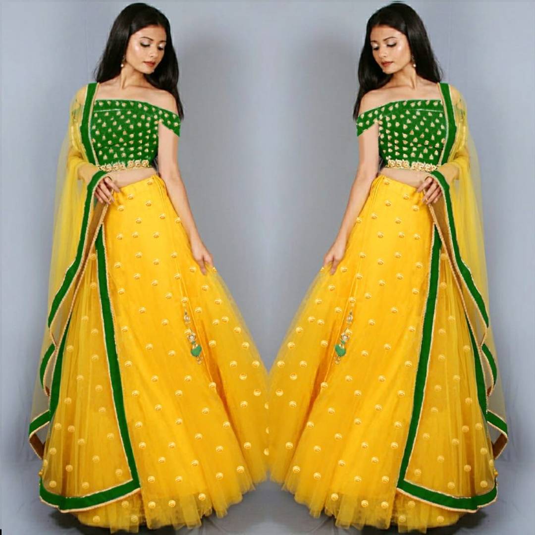 women's new latest design net work lehengha choli for woman