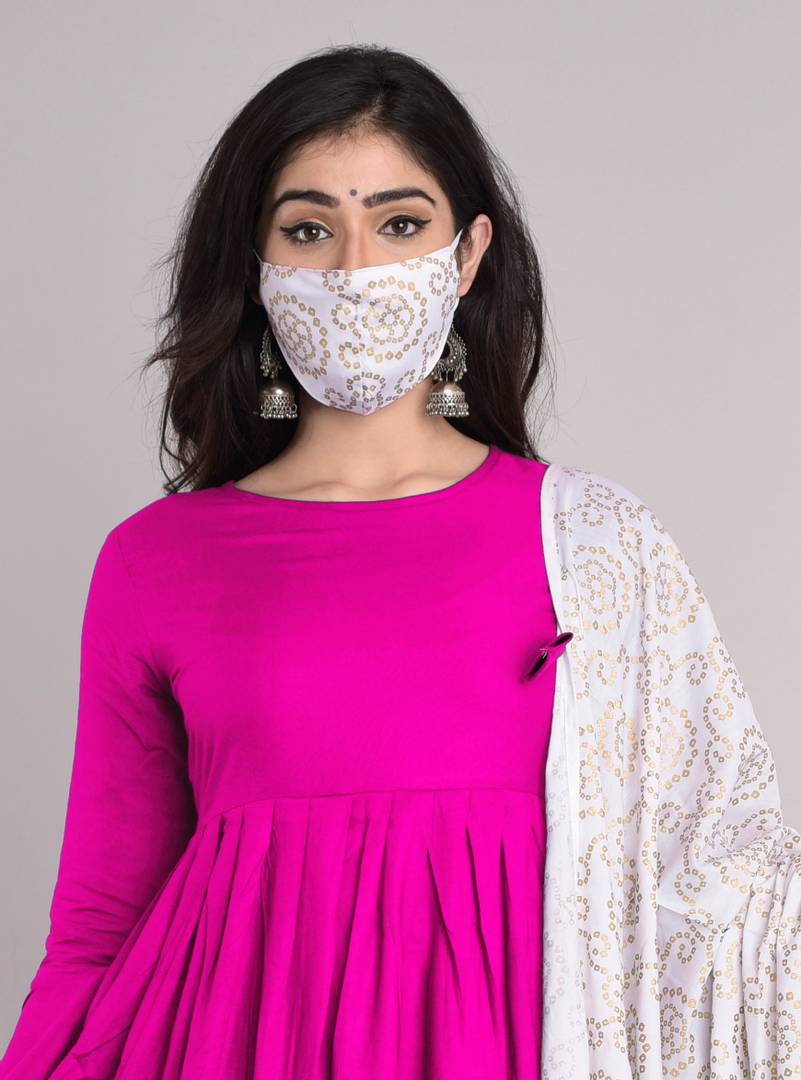 Stylish Rayon Pink Solid Anarkali Kurta With Palazzo And Dupatta Set