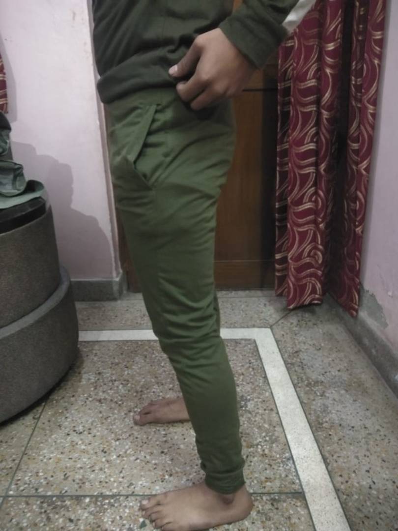 Men's Olive Solid Polycotton Joggers