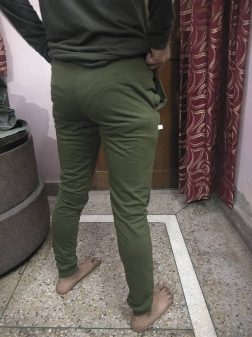 Men's Olive Solid Polycotton Joggers