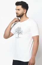 Load image into Gallery viewer, White Printed Cotton Round Neck Tees For Men