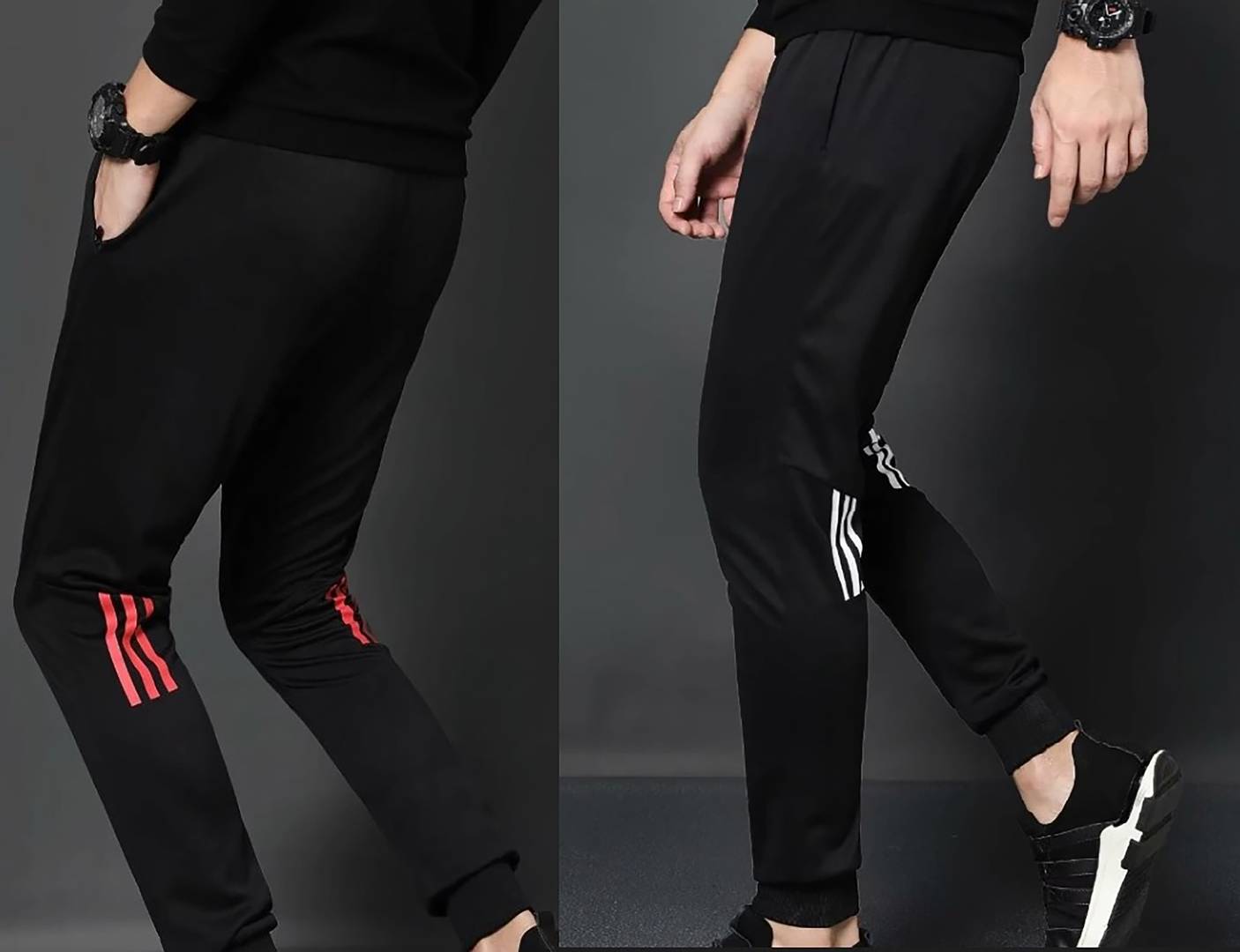 Pack Of 2 Striped Polyester Trendy Joggers