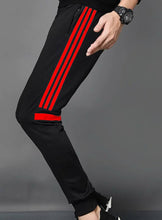 Load image into Gallery viewer, Black Striped Polyester Trendy Joggers