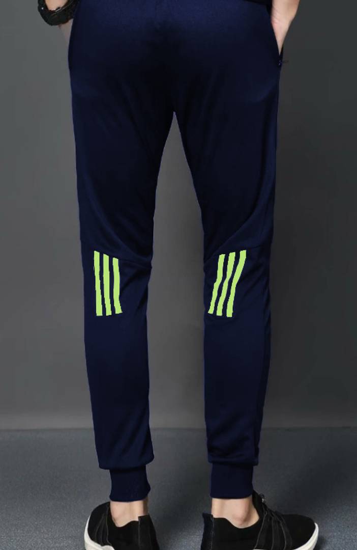 Navy Blue Striped Polyester Trendy Joggers
