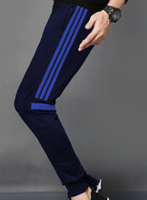 Load image into Gallery viewer, Navy Blue Striped Polyester Trendy Joggers