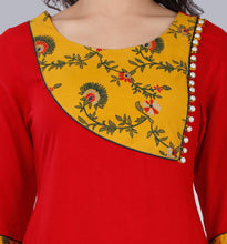 Load image into Gallery viewer, Elegant Red Rayon Printed Straight Kurta With Palazzo Set For Women