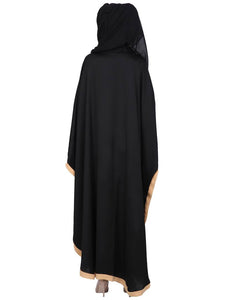 Elegant Black Imported Soft Nida Fabric Embroidered Abaya with Dupatta For Women