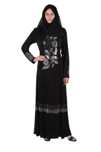 Load image into Gallery viewer, Stylish Black Lycra Beads And Stone Work Abaya Burkha For Women