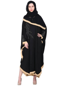 Stylish Black Imported Soft Nida Fabric Stone And Beads Work Abaya with Dupatta For Women