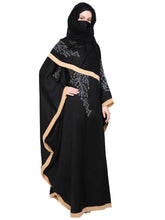 Load image into Gallery viewer, Elegant Black Imported Soft Nida Fabric Embroidered Abaya with Dupatta For Women