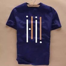 Load image into Gallery viewer, Men&#39;s Navy Blue Solid Cotton Blend Round Neck Tees
