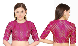 Designer Banarasi Silk Elbow Length Blouse For Women
