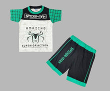 Load image into Gallery viewer, Spider Printed Half Sleeve Clothing Set For Kids