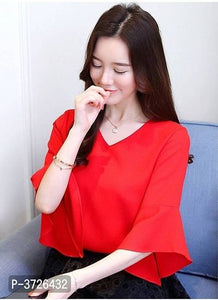 Stunning Red Polyester Women Top