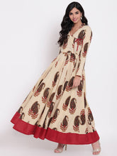 Load image into Gallery viewer, Stylish Cotton Beige Printed Gown For Women