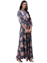 Load image into Gallery viewer, Stylish Rayon Grey Floral Printed Gown For Women