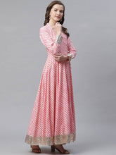 Load image into Gallery viewer, Stylish Cotton Pink Leheriya Printed Gown For Women