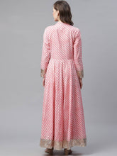 Load image into Gallery viewer, Stylish Cotton Pink Leheriya Printed Gown For Women
